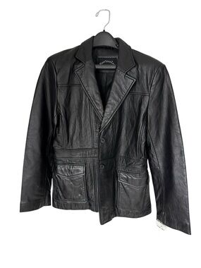 Vintage Fourteen Zero black leather jacket women's blazer style NWT